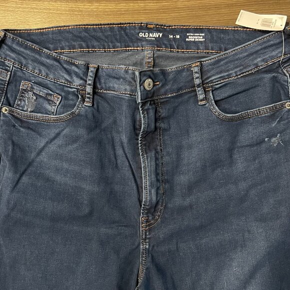 Old Navy High-Waisted Rockstar Super-Skinny Ripped Jeans Women's Sizes 14-18 - Picture 3 of 4